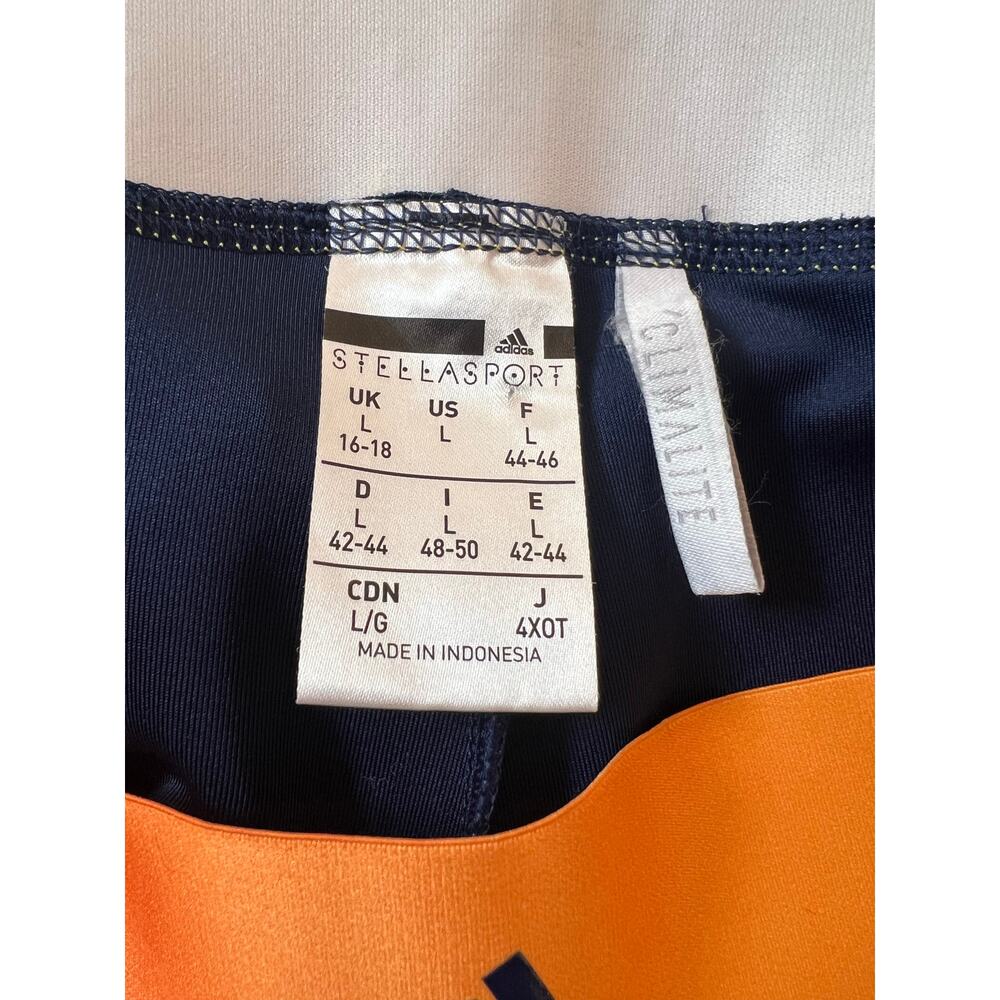 Adidas StellaSport Leggings Womens Large Navy Orange Cropped Athletic EUC - Picture 4 of 5